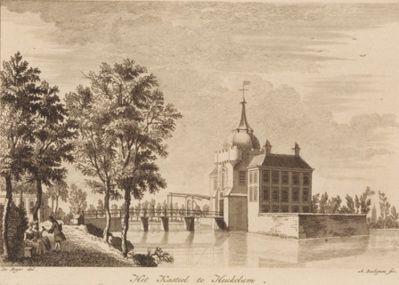 View of Merckenburg Castle, The Castle at Heukelum, Village Views across the Linge, print, Series