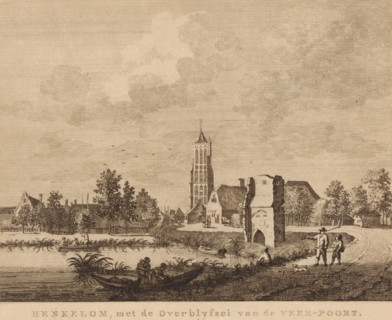 View of Heukelum with the ruin of the ferry gate, Heukelum, with the remains of the ferry gate,