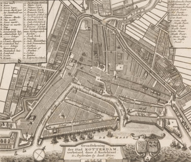 Ground plan of the city of Rotterdam, Map of Rotterdam, area plan, print, printmaker, cartographer,