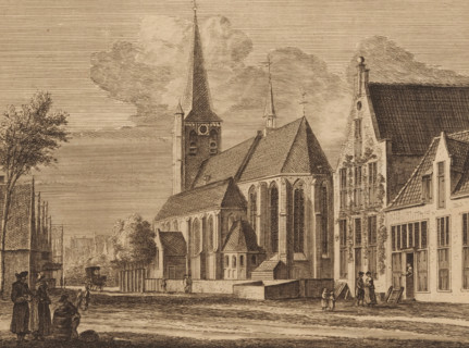 View in the center of Nijkerk, The village of Nijkerk, print, c. 1700 - c. 1799, printmaker, paper,
