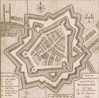 New Ground Plan of the City of Woerden, Map of Woerden, area plan, print, book illustration,