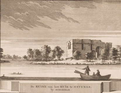 View of the ruins of Huis te Riviere in Schiedam, The ruins of the house at Matenes by Schiedam,