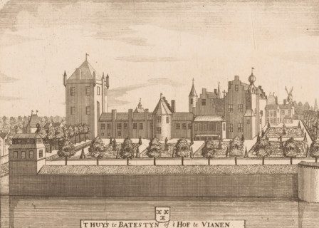 T Huys te Batestyn of 't Hof te Vianen, View of the Court at Vianen, print, printmaker: attributed