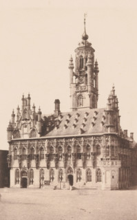 View of the Town Hall of Middelburg, photomechanical print, c. 1850 - c. 1900, paper, collotype,