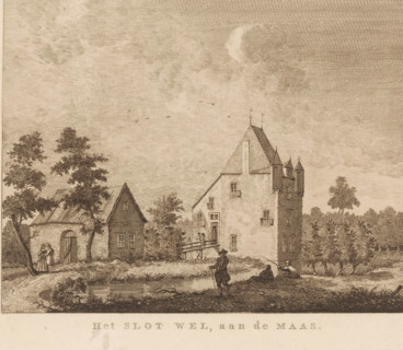 View of Well Castle, Het Slot Wel, on the Maas, print, Series number, 5, publisher: Evert Maaskamp,