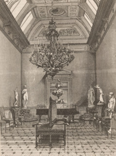 Interior with sculptures, print, printmaker: Smeeton-Tilly, after drawing by Piet Schipperus, 1874