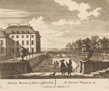 Hortus Maior, à latere conspiciendus, De Groote Thuyn, op zy, Tuin van Paleis Het Loo, Viervoudig