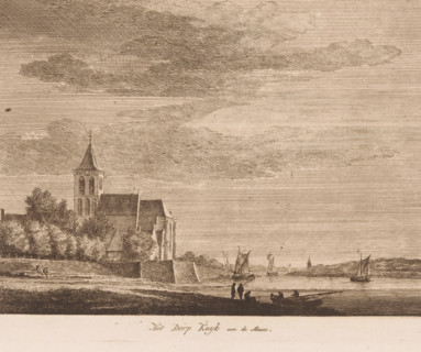 View of the village of Cuijk and the Meuse, The village of Kuyk aan de Maase, print, 1750 - 1850,