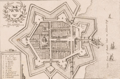 Willemstadt, Map of Willemstad, area plan, print, book illustration, printmaker, paper, etching,