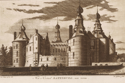 Batenburg Castle, from the front, View of Batenburg Castle, Views of villages and castles, print,