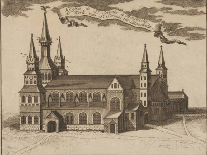 View of St. Servais in Maastricht, L'Eglise de St. Servais à Maestricht. the Church of St. Servaes