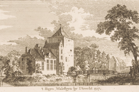 t Huys Walesteyn near Utrecht 1757, View of Walenburg Castle, Nederlangbroek, print, printmaker: