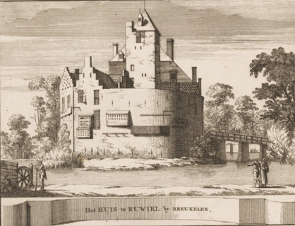 View of Ruwiel Castle near Breukelen, The house at Ruwiel, by Breukelen, print, book illustration,