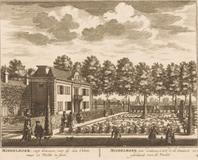 View of Middelhoek with garden, Middelhoek, from the inside, in front of the House to be seen