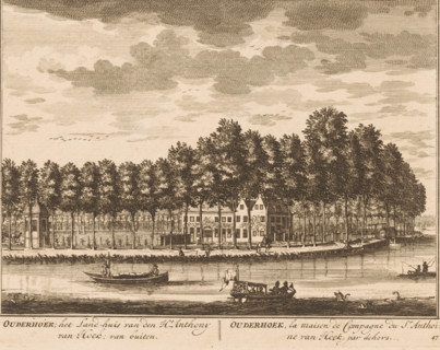 View of Ouderhoek on the Vecht, Ouderhoek, the country house of Mr. Anthony van Hoek, from the