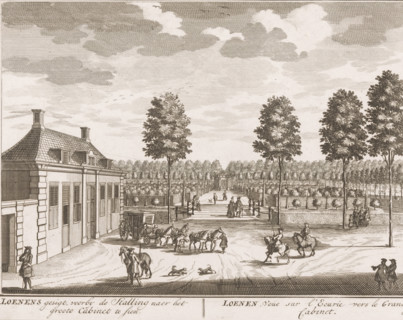 Loenens gesigt, voorby de Stalling naer het groote Cabinet te sien, Loenen, Veüe sur l'Ecurie vers