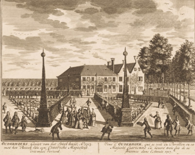 View of the garden and the house Ouderhoek during the visit of Tsar Peter the Great in 1717,