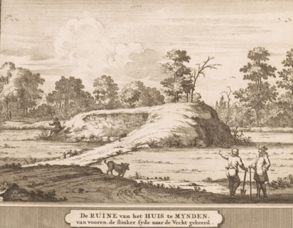 The Ruin of the house at Mynden, from the front, the left side turned towards the Vecht, View of