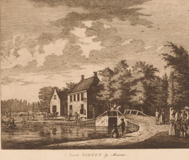 View of courthouse and inn Het Zwarte Varken, 't Zwarte Varken by Maarsen, print, Series number,