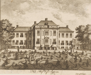 View of the rear of Soestdijk Palace, Het huijs van backteren, print, book illustration, Series