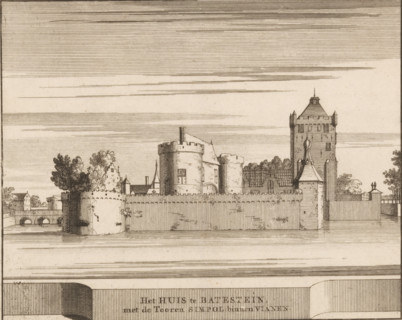 The house at Batestein with the Simpol tower, within Vianen, View of Batestein Castle in Vianen,