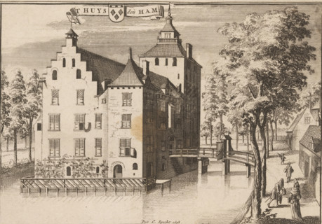 View of Den Ham Castle in Vleuten, 't Huys den Ham, print, book illustration, printmaker: Jan van