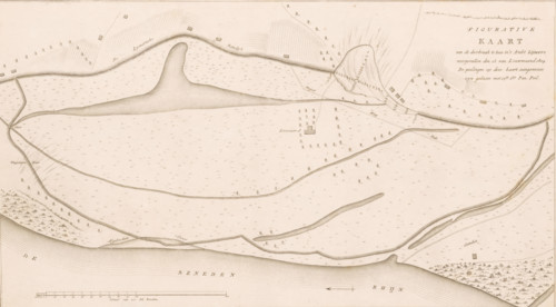 Map of dike breach at Loo, 1809, Figurative Map of the breach at Loo in the Lijmers district