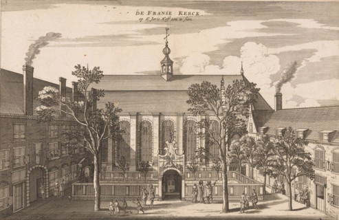 View of the Walloon Church and the St. George's Court in Amsterdam, The French Church, visible at