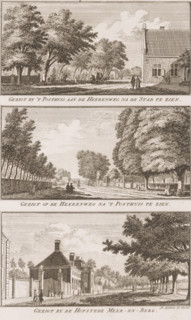 Three views around Haarlem, View by the Post House on the Heerenweg looking towards the City, View