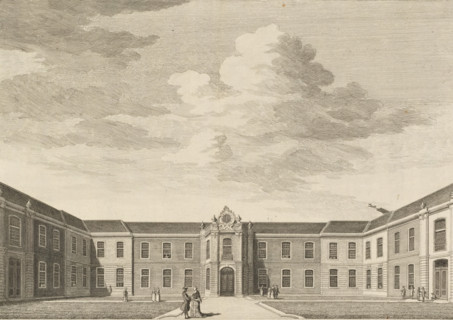View of the Oude Mannenhuis, print, book illustration, publisher: Isaak Tirion, Amsterdam, 1760 -
