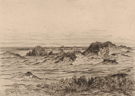 Dunes near Nieuwpoort, print, printmaker: attributed to Jules Marie Armand Goethals, 1854 - 1879,