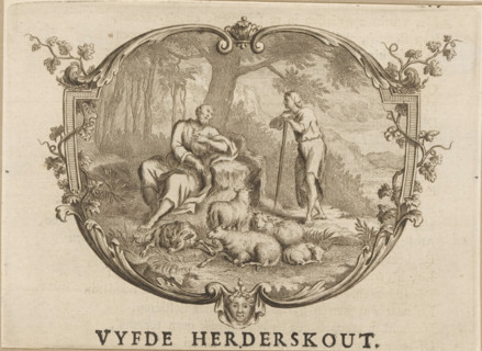Fifth Shepherd Song, Vignette with the two shepherds Mikon and Kantus, print, vignette,