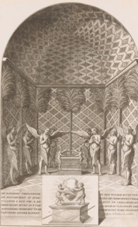Angels around the Ark of the Covenant, print, book illustration, Netherlands, 1650 - 1750,