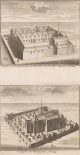 Bird's-eye view of the St. Margaretha Monastery and the St. Paul Brothers Monastery in Amsterdam,