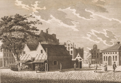 Main guard of the national militia on the Botermarkt in Amsterdam, print, View of the main guard of