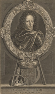Portrait of William III, Prince of Orange, print, Portrait of William III in an ornamented oval. In