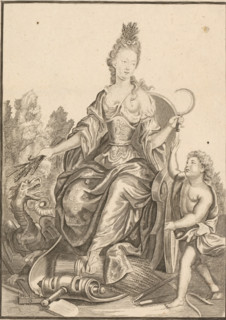 Summer, L'Esté, print, Series number, 2, Personification of summer as a woman with a sickle and