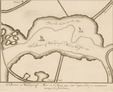 Le Diemer ou Watergraafs-Meer en l'Année 1531 sans digues. L'on ya extractement marqué les