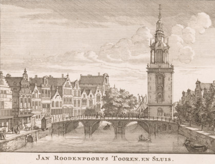 Jan Roodenpoorts Tooren, en Sluis, View of the Jan Roodenpoort Tower in Amsterdam, print, book
