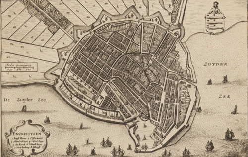 Map of Enkhuizen, Enckhuysen, area plan, print, book illustration, inscription: 'Enckhuijsen is a