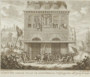 Execution in front of the Weigh House in Amsterdam, Friday, June 28th, Ao. 1748, Riots during the