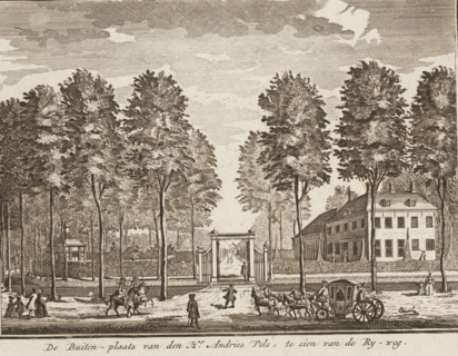 The Country Estate of Mr. Andries Pels, seen from the Ry-weg, View of the Vreedenoord country