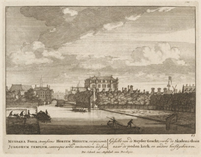 View of the Muidergracht in Amsterdam, Muidana Fossa, transiens Hortum Medicum, respicienti