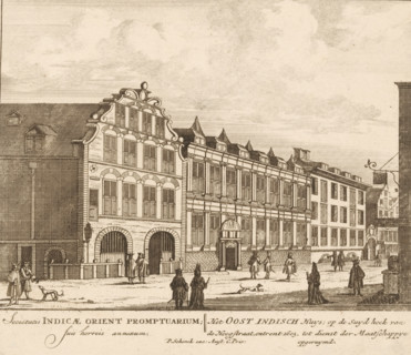 View of the East India House in Amsterdam, Sociëtatis Indicae Orient Promptuarium, suis horreis
