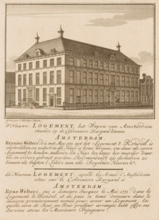 T nieuwe logement het Wapen van Amsterdam staand op de Colveniers Burgwal binnen Amsterdam, Le
