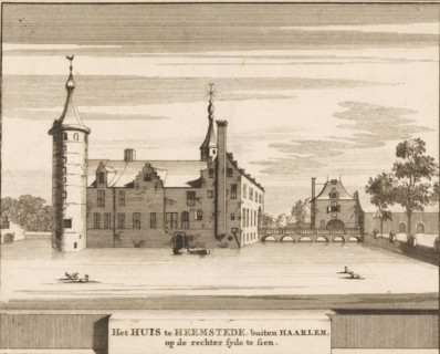 View of Heemstede Castle, The House at Heemstede, outside Haarlem, visible on the right side,