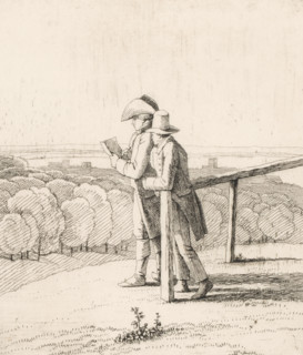 Der Zeichner, Draftsman in a landscape, print, printmaker: Wilhelm Alexander Wolfgang von Kobell,