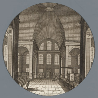 Church interior, print, 1650 - 1800, printmaker, paper, etching, height 135 mm x width 135 mm,