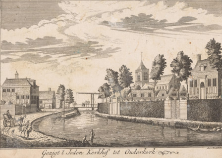 View of the Jewish Cemetery in Ouderkerk, print, printmaker: Gerardus Condet, Amsterdam, 1725 -