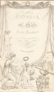 Allegorical title page, Honneur au Génie de la Peinture, ornamental print, Allegorical